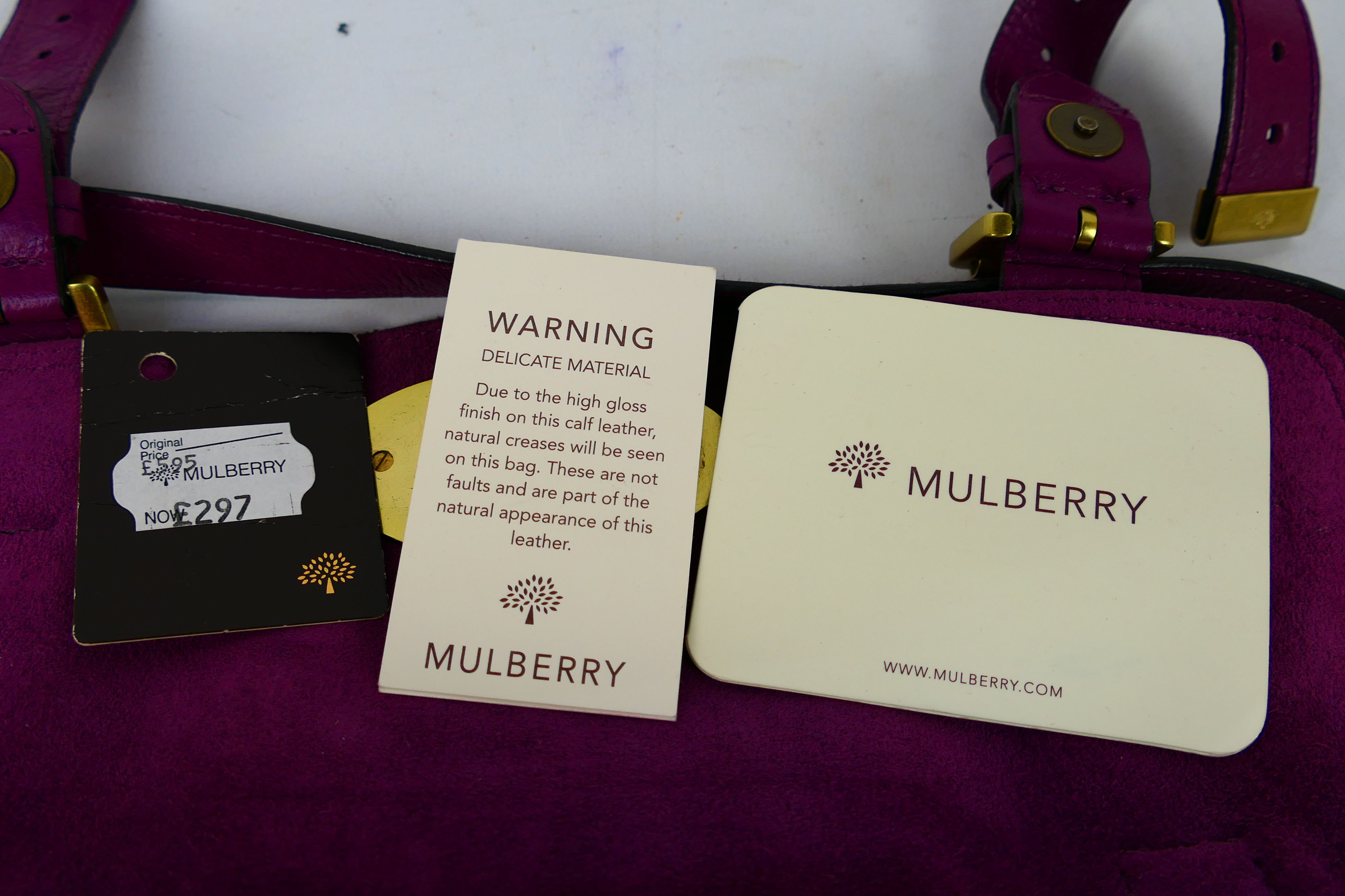 Mulberry - A raspberry Mulberry leather handbag - Handbag has one interior zip pocket and one pouch. - Image 9 of 9