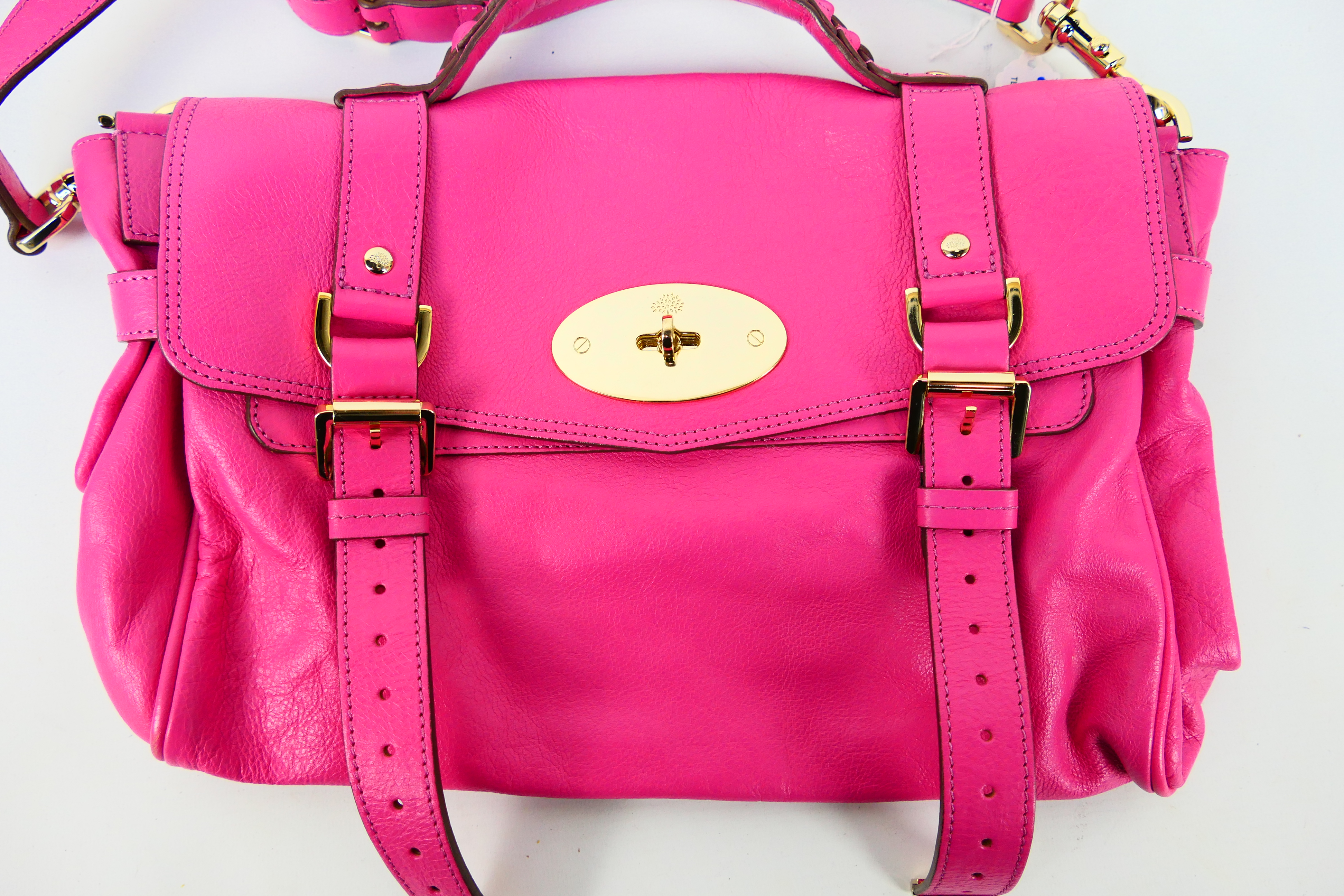 Mulberry - a Raspberry (hot pink) Mulberry handbag and shoulder strap (soft Buffalo L150), - Image 2 of 7