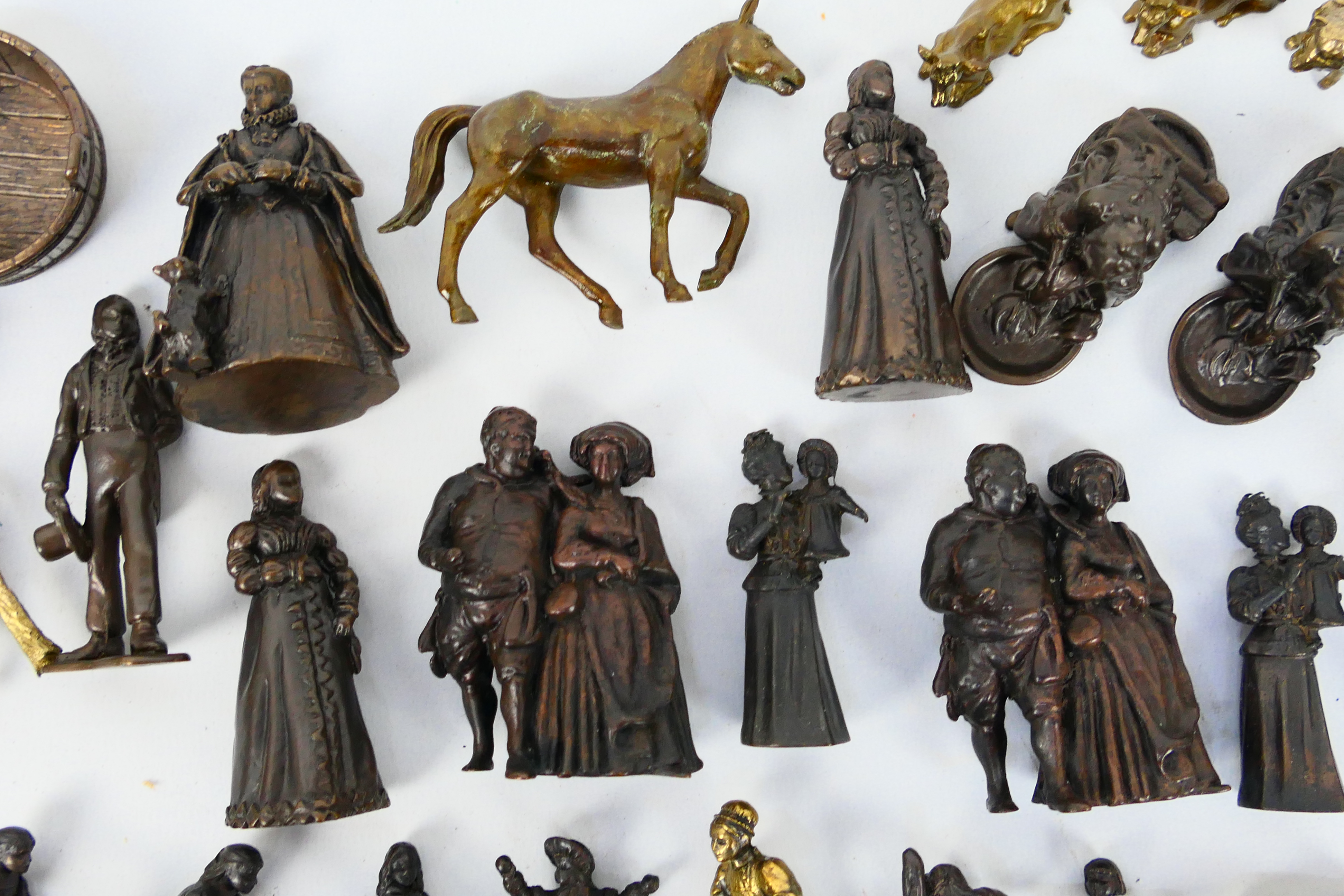 A large collection of bronze figures to include Victorian style, servants, children, - Image 7 of 7