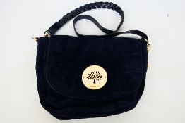 Mulberry - A croc suede midnight Mulberry leather satchel - Handbag has one interior zip pocket and