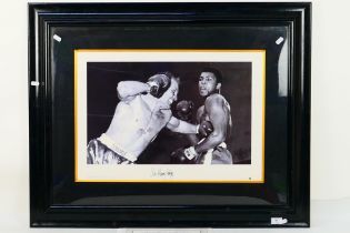 Boxing Interest - A framed black and white photographic print depicting Henry Cooper v Cassius Clay