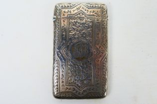 A Victorian silver card case with chased floral decoration, Birmingham assay 1896,