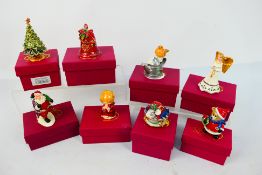 Eight boxed enamel trinket boxes by Craycombe Trinkets, largest approximately 7.5 cm (h).