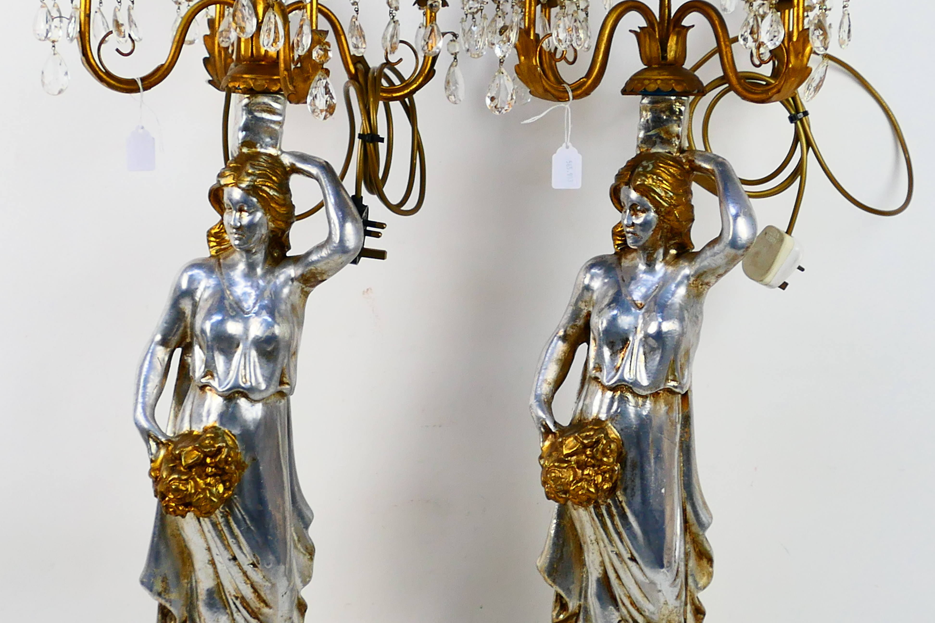 A pair of figural stem table lamps having five lights, approximately 92 cm (h). [2]. - Image 3 of 5