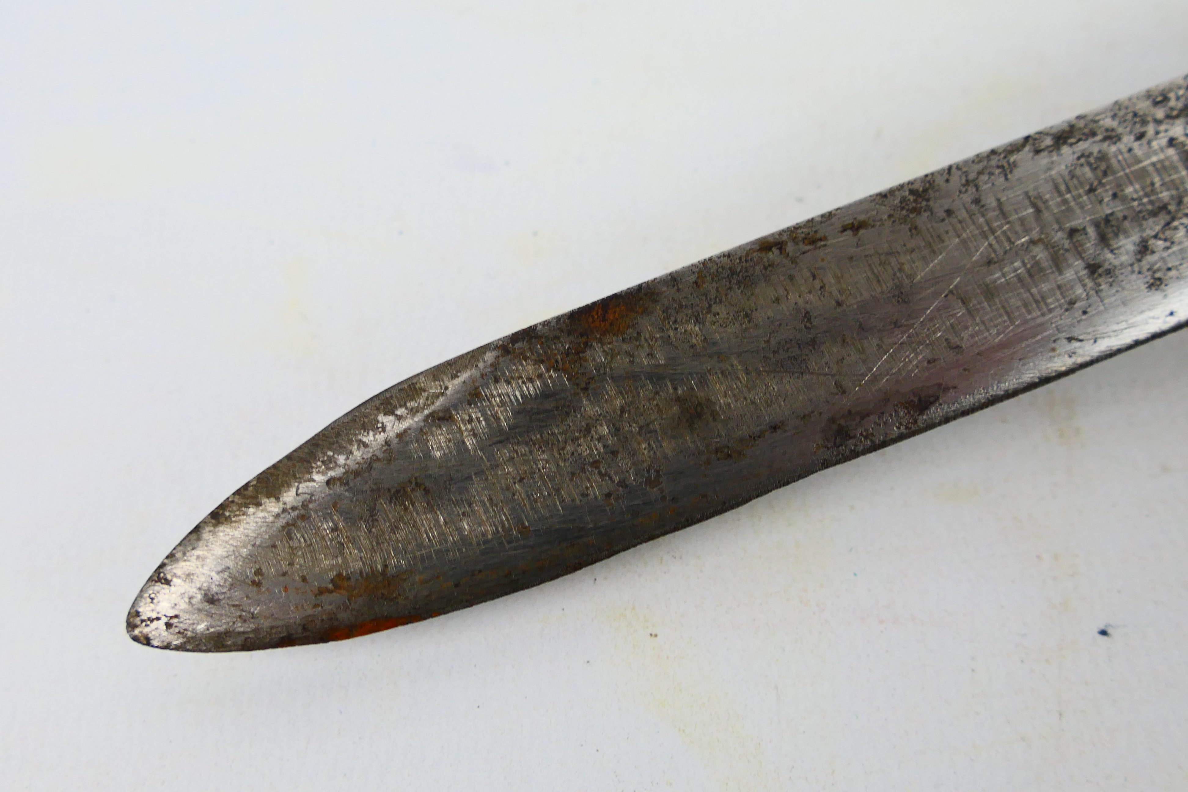 An antique staghorn hilt knife with 25 cm (l) single edge blade, 40 cm (l) overall. - Image 6 of 6