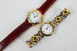 Lot to include a Raymond Weil gold plated wrist watch on brown leather strap, # 9940,