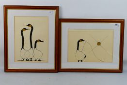 Benjamin Chee Chee (Canadian 1944-1977), a set of two lithographs depicting stylised Canada geese,