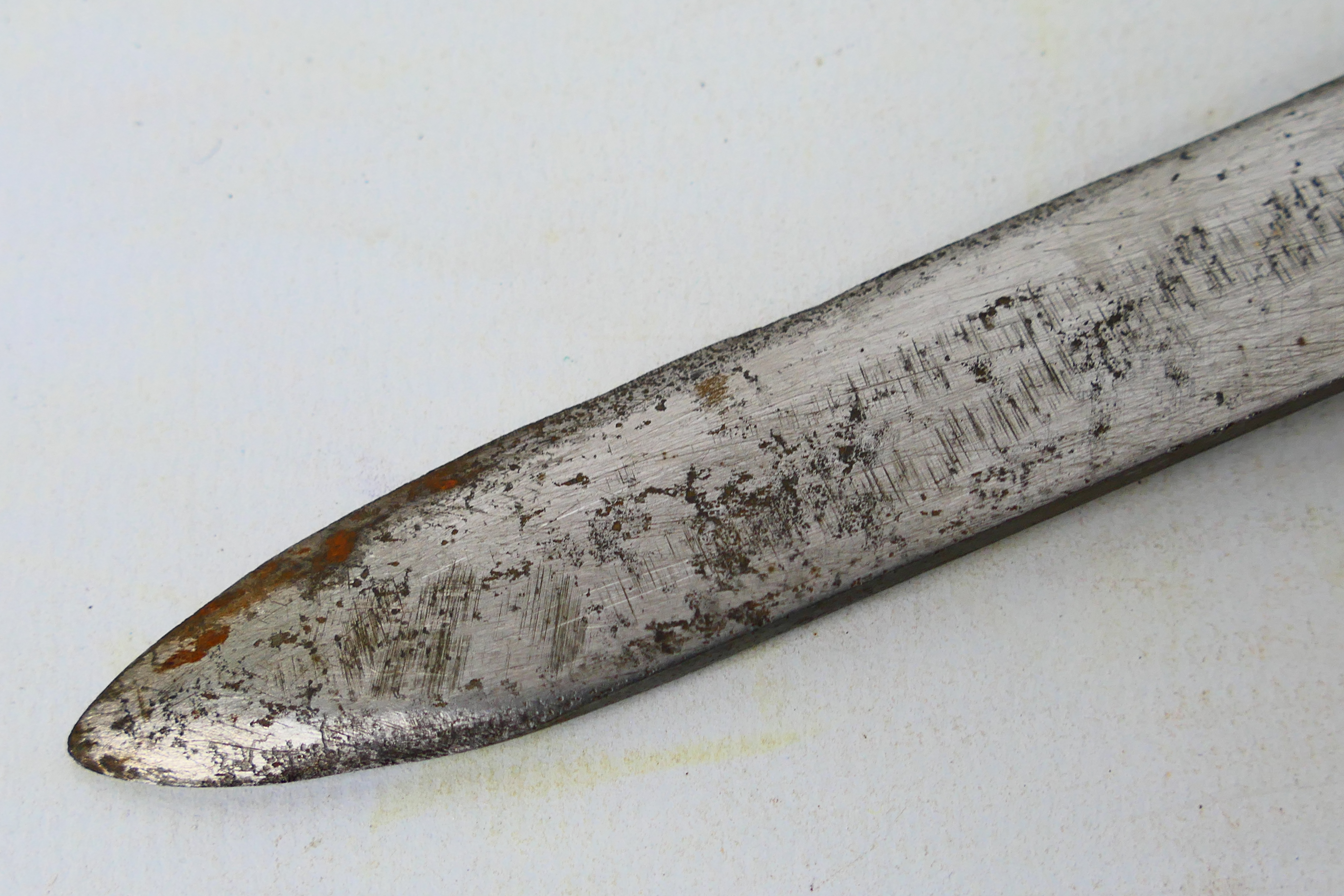 An antique staghorn hilt knife with 25 cm (l) single edge blade, 40 cm (l) overall. - Image 3 of 6