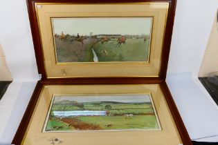 Two hunting related prints after Cecil Charles Windsor Aldin, both mounted and framed under glass,