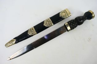 A Scottish piper's dirk with white metal queen's crown pommel,