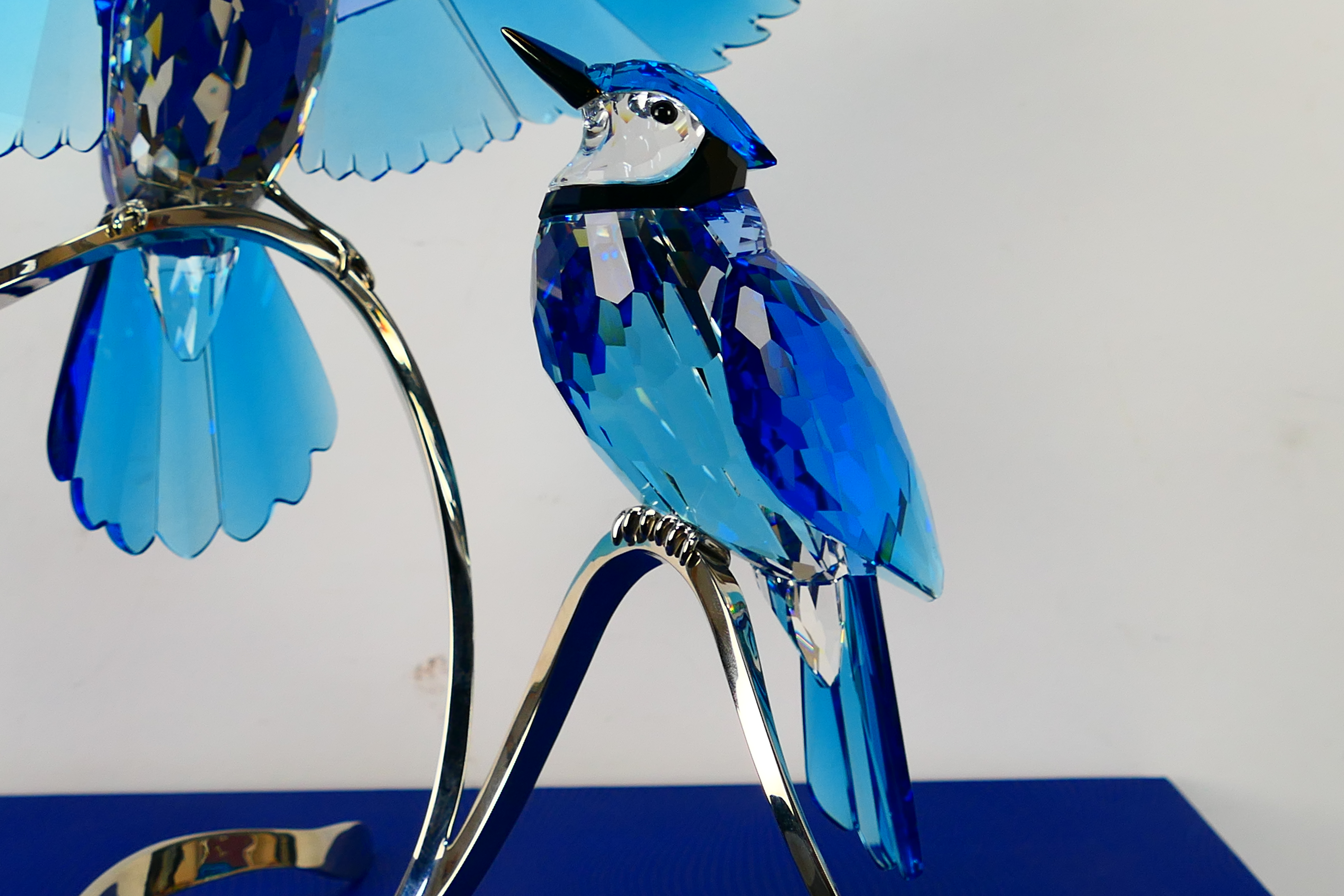 Swarovski - A boxed crystal group from the Paradise Crystal Birds collection depicting two Blue - Image 6 of 6