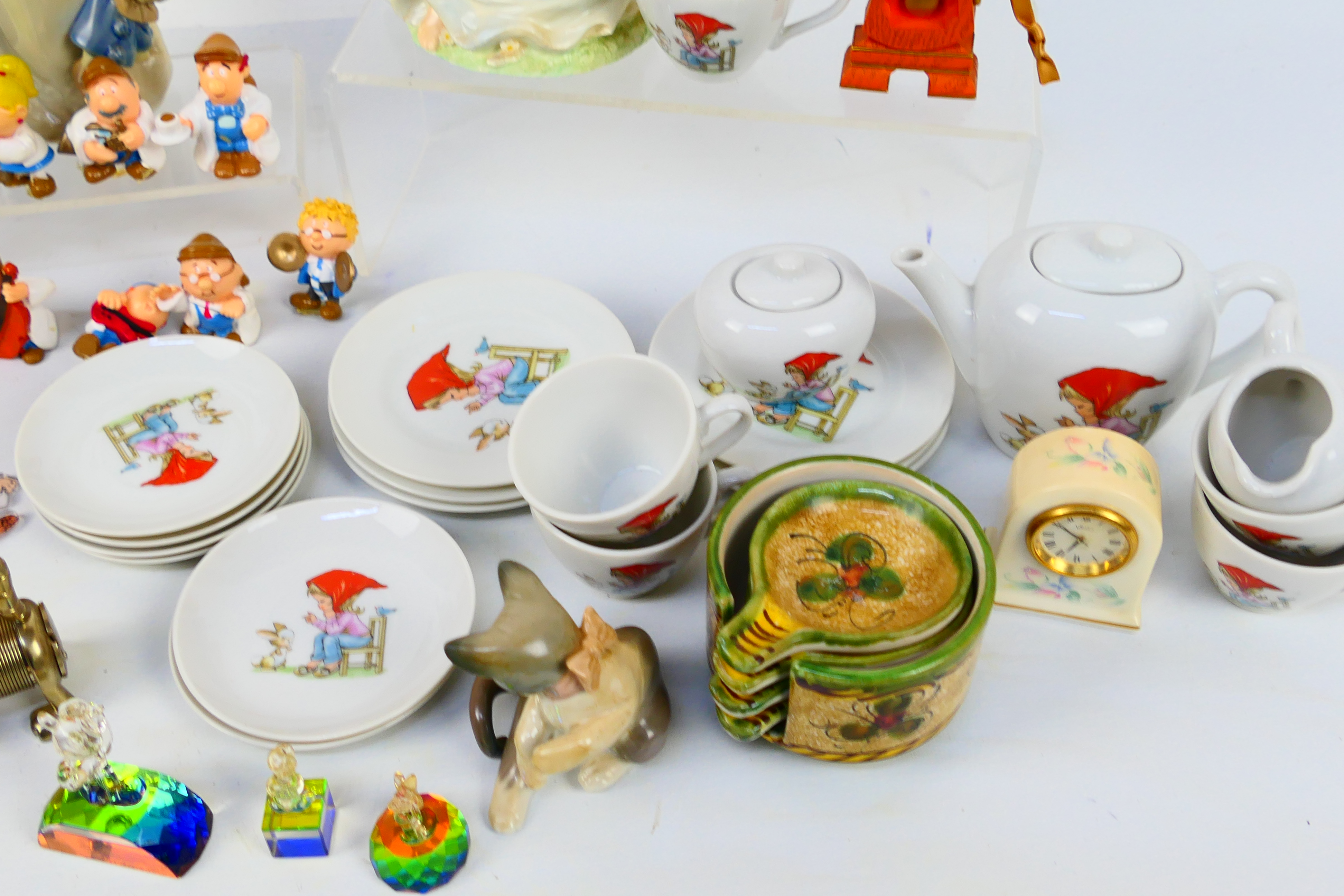 Lot to include a child's tea set, glass Disney figures, miniature clocks, Nao figure, - Image 5 of 5