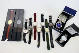 A collection of gentleman's wrist watches, part boxed.