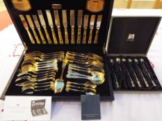 Viners - a 44-piece deluxe canteen of gold plated cutlery in presentation case,