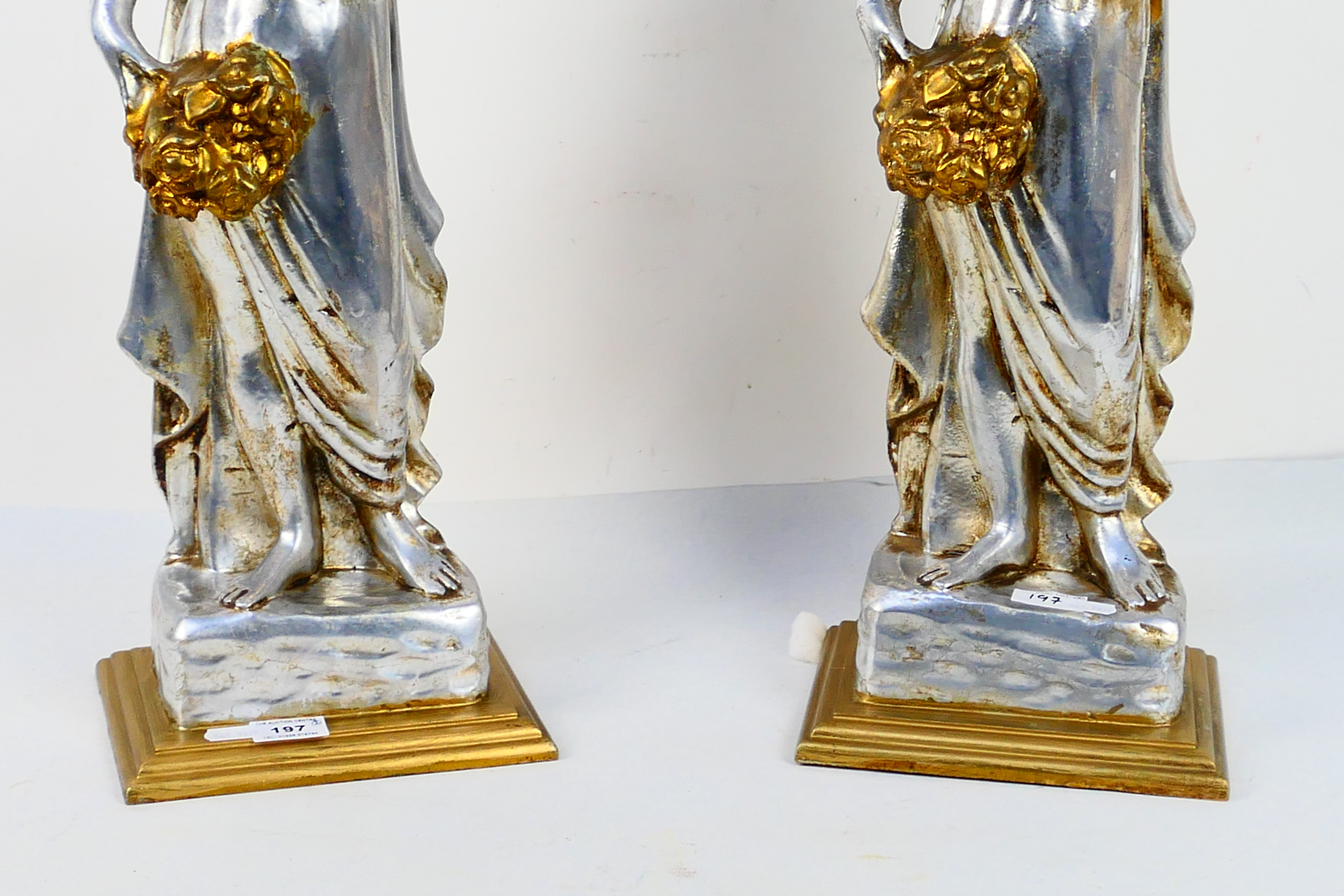 A pair of figural stem table lamps having five lights, approximately 92 cm (h). [2]. - Image 4 of 5