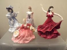 Royal Doulton and Royal Worcester - four figurines comprising (R Doulton) 'Flowers of Love,