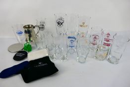 Drinking glasses to include Guinness, novelty Guinness items and similar.
