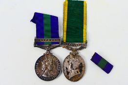 Two UK medals comprising General Service Medal with Cyprus clasp, 23337075 RFN T MARTIN R.U.