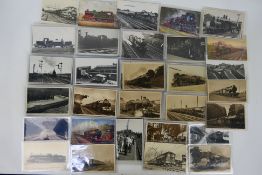 Deltiology - A collection of 116 postcards and photographs of railway engines, stations,