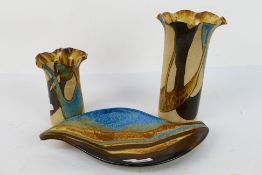 Studio Pottery - Three pieces with drip glaze by Graham Peter Glynn, impressed marks to the base,