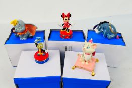 Disney - Five boxed enamel character trinket boxes comprising Eeyore, Dumbo, Marie,