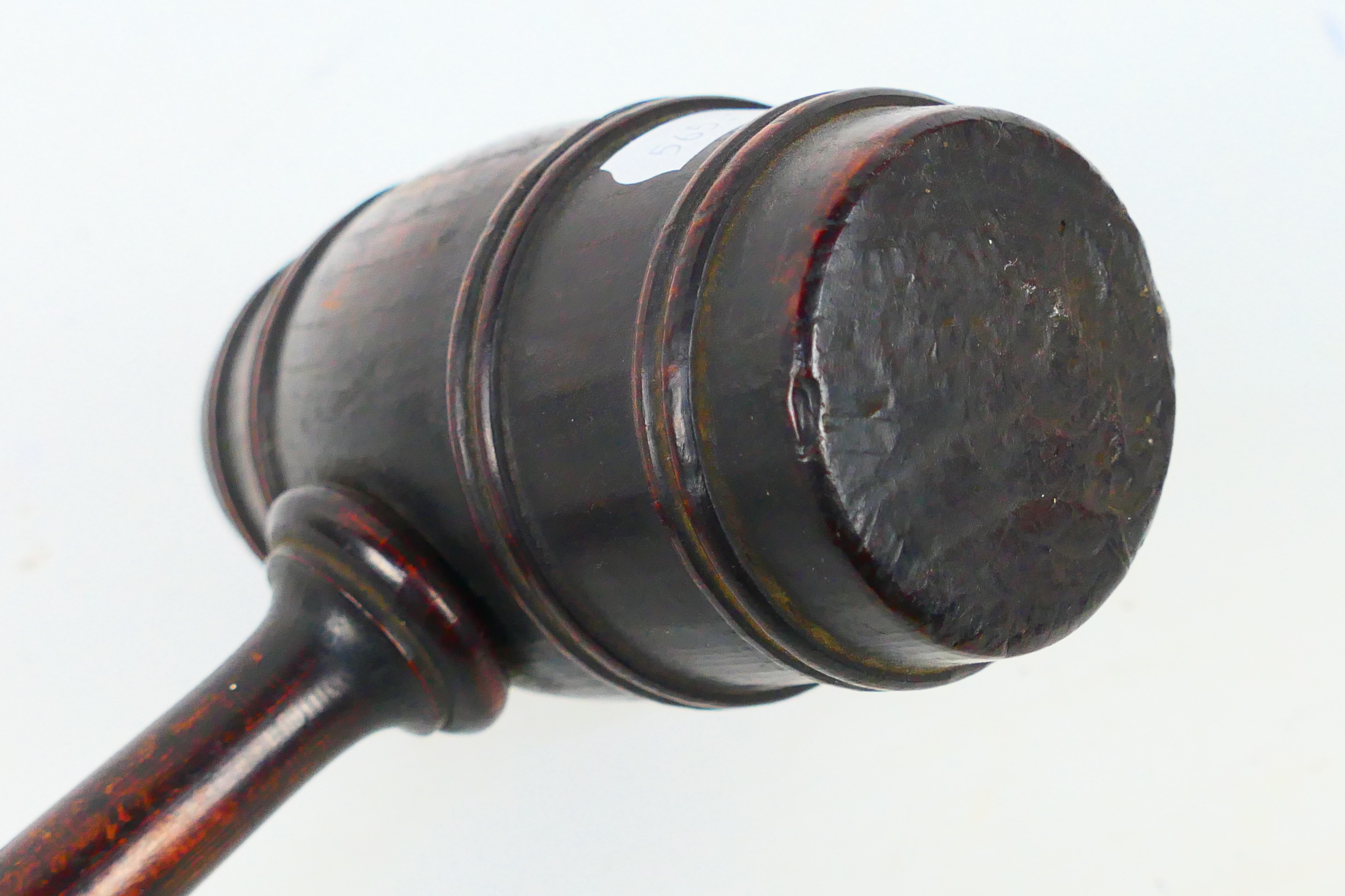 A large mahogany gavel with turned handle, approximately 37 cm (l). - Image 4 of 4