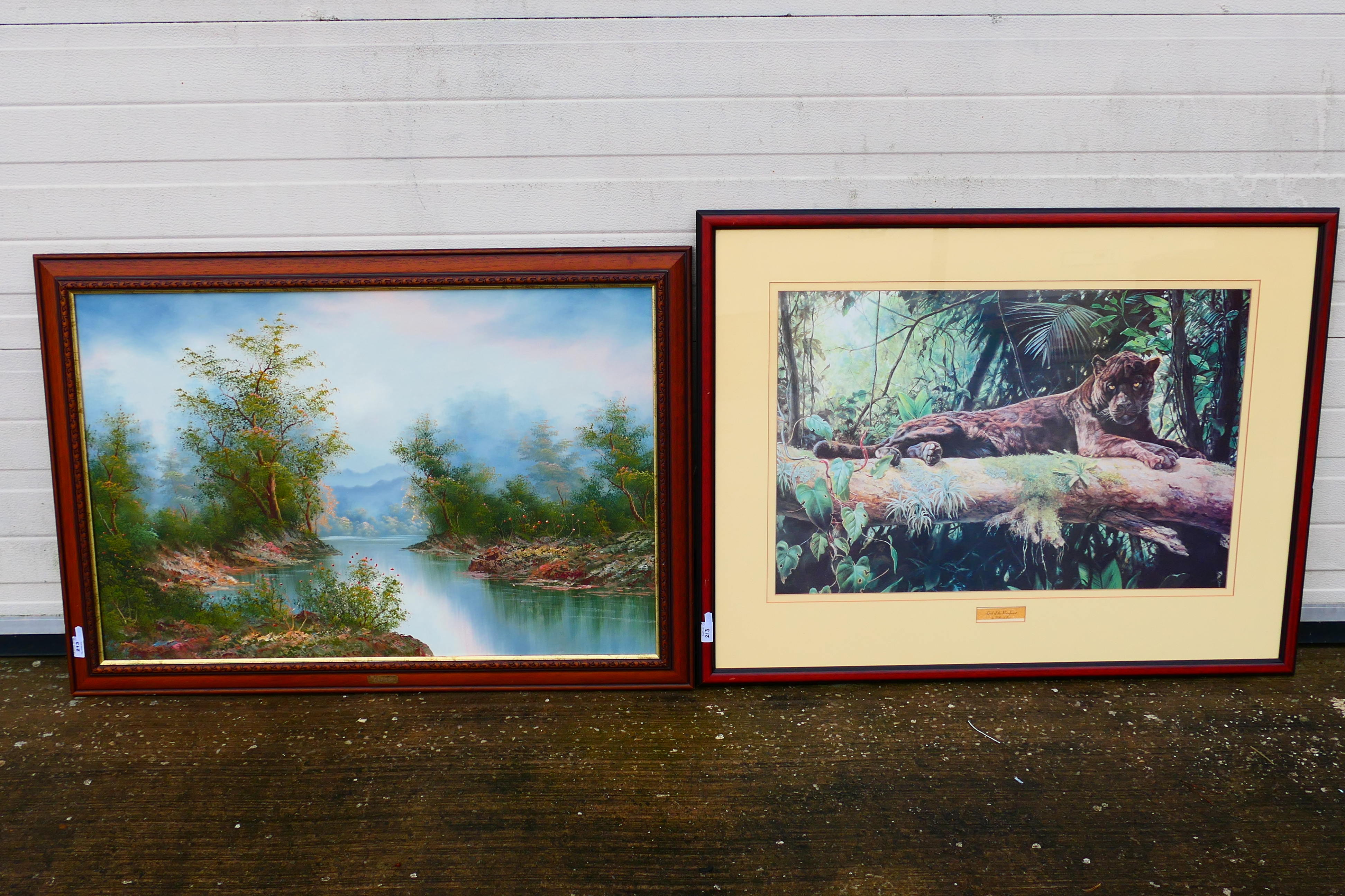 A framed print after Willem de Beer entitled Lord Of The Rainforest,