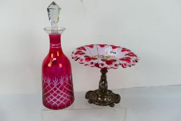 A 19th century decanter, cut to clear with fitted stopper,