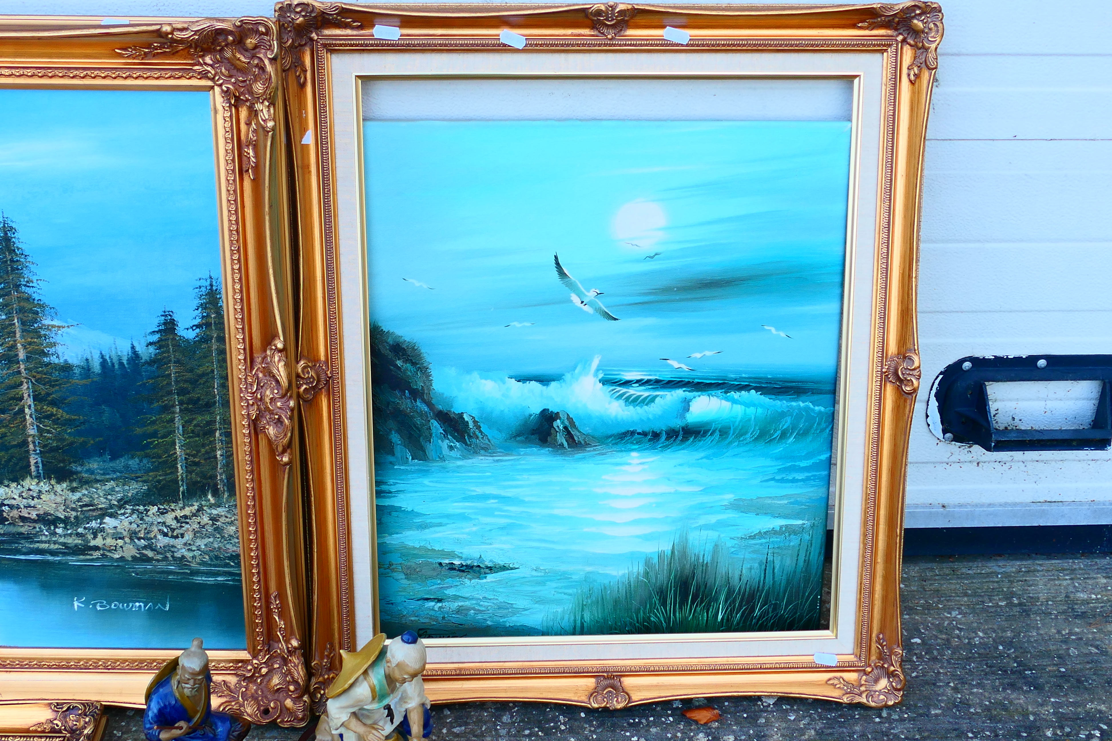 Three gilt framed oil on canvas landscape scenes, - Image 3 of 5