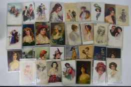 Deltiology - A collection of 103 glamour postcards to include the artists Asti, Boileau and similar.