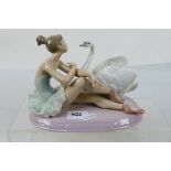 A Lladro figural group # 6204, Grace And Beauty, depicting a seated ballerina and a swan,