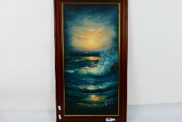 A framed oil on canvas seascape, signed by the artist H Gailey,