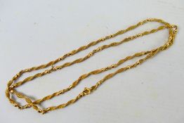 A 9ct yellow gold rope twist necklace, 73 cm (l), approximately 15.5 grams.