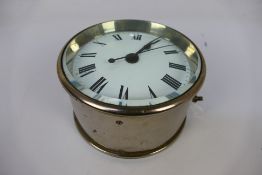 G.P.O. chrome plated brass cased drum clock with second hand.