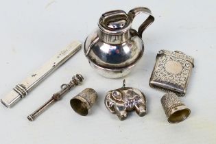 Silver Group - A collection of small silver items to include pencil case, vesta case,