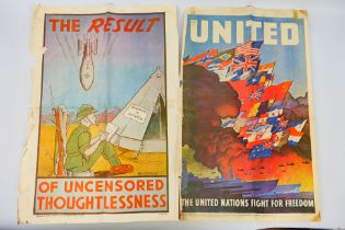Two World War Two (WW2 / WWII) propaganda posters including a US OWI Poster No 79,