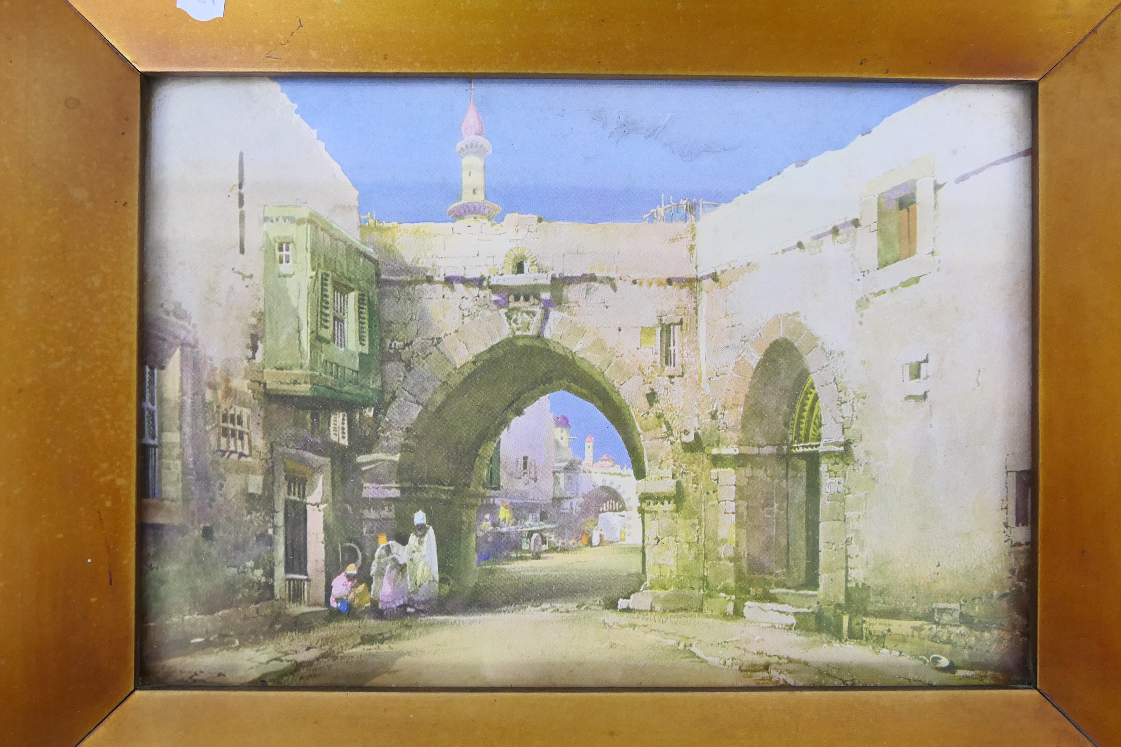 A pair of vintage prints depicting middle eastern scenes, framed under glass, - Image 4 of 6