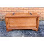 A pine blanket box measuring approximately 51 cm x 102 cm x 51 cm.