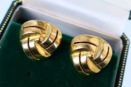 A pair of 9ct yellow gold ear clips, 3.7 grams.