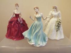 Coalport - three figurines entitled 'True Love' # CW547, 'Grand Finale' # CW678, and 'Diana,