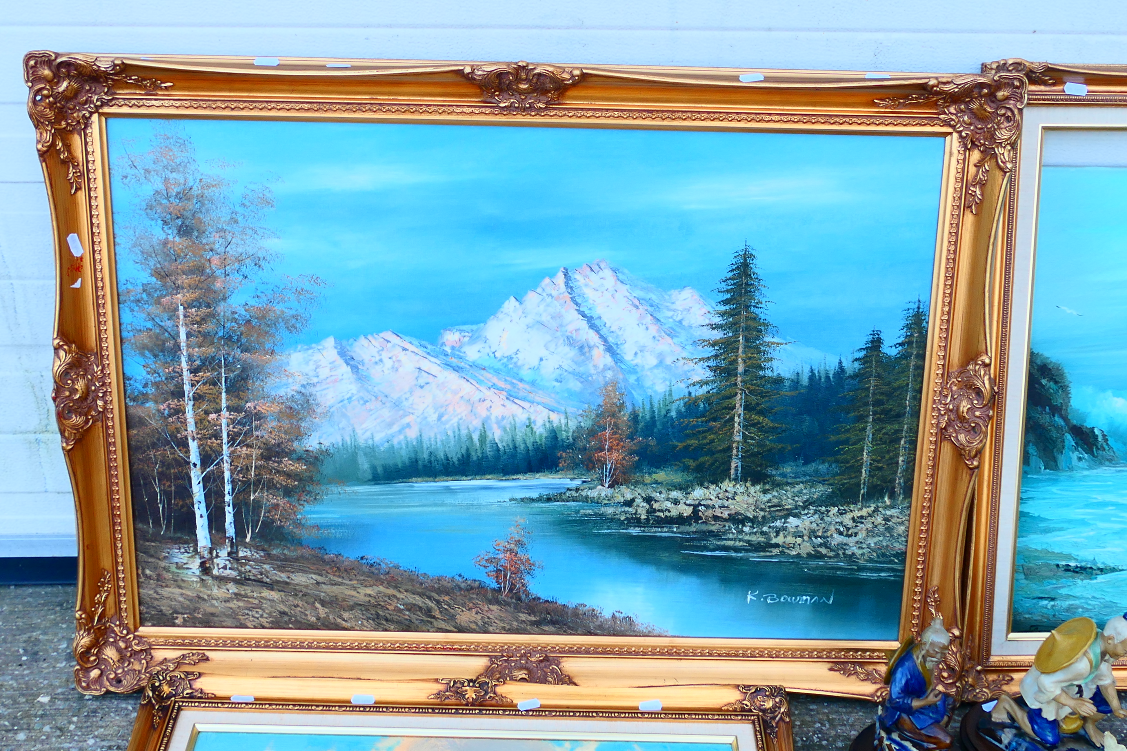 Three gilt framed oil on canvas landscape scenes, - Image 2 of 5