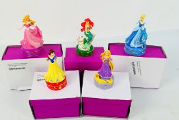 Disney - Five boxed Disney Princess enamel trinket boxes comprising The Little Mermaid, Cinderella,