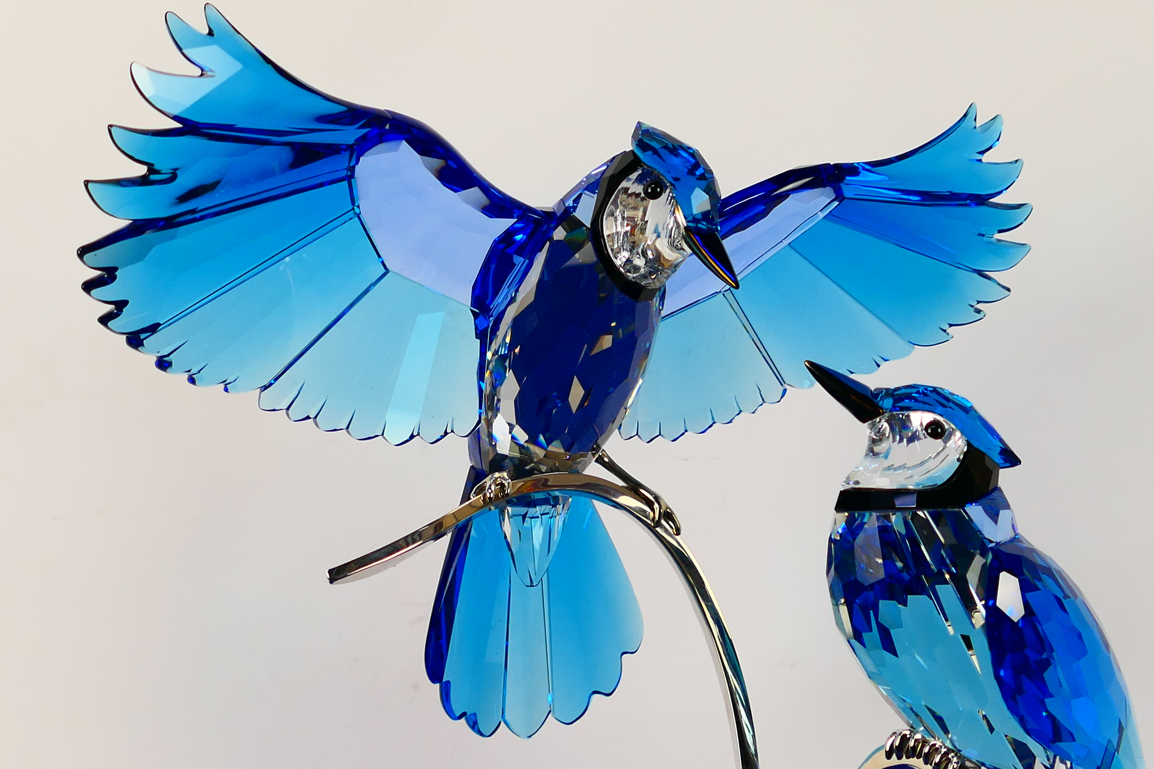Swarovski - A boxed crystal group from the Paradise Crystal Birds collection depicting two Blue - Image 5 of 6