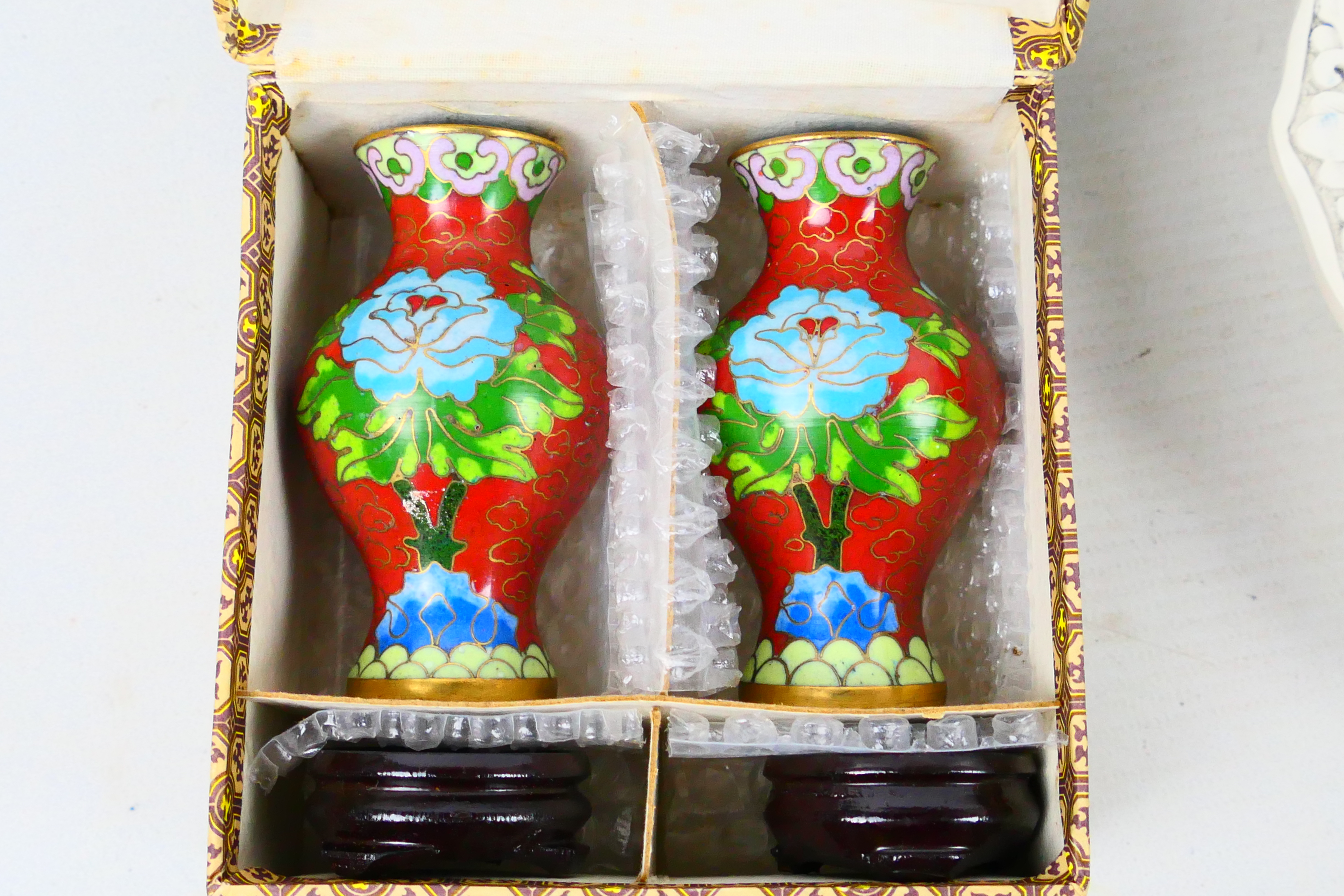 Lot to include two small cloisonne vases and stand, - Image 7 of 11