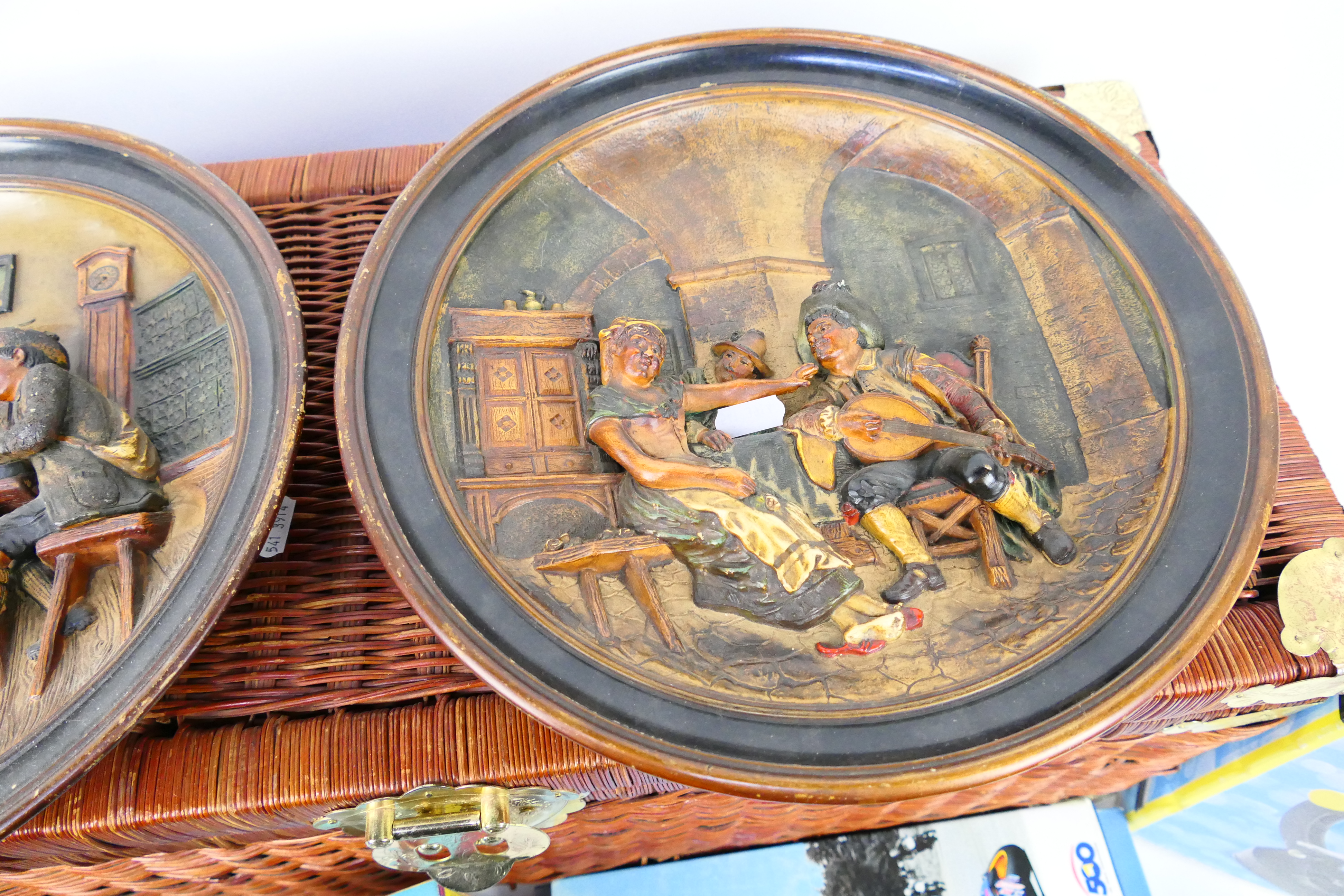 A wicker chest with decorative brassed mounts, approximately 32 cm x 71 cm x 31 cm, - Image 4 of 5