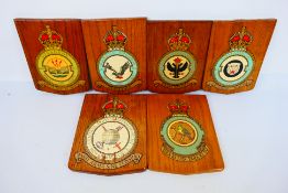 Six RAF Squadron plaques to include 617 (Dambusters), 266 (Rhodesia), 141 Squadron and other,