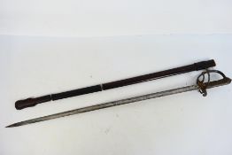 A British 1821 pattern artillery sword, with three bar hilt with stepped pommel,