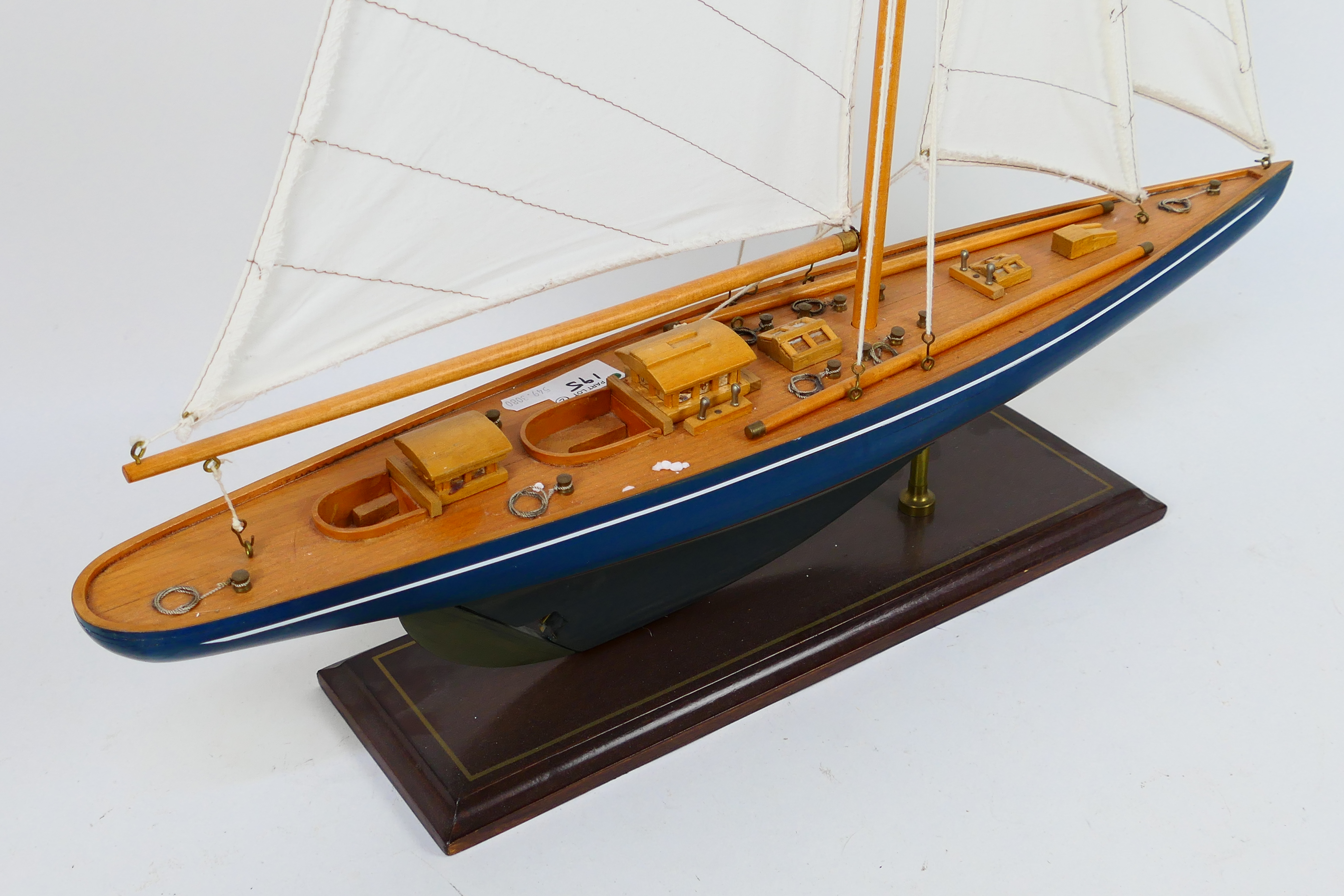 Two decorative model boats mounted to display plinths, largest approximately 87 cm x 61 cm. [2]. - Image 6 of 6