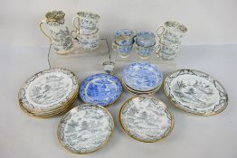 Royal China Works Worcester (Grainger & Co) Willow pattern in grey,