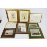 A collection of framed prints to include flower studies, various image sizes.